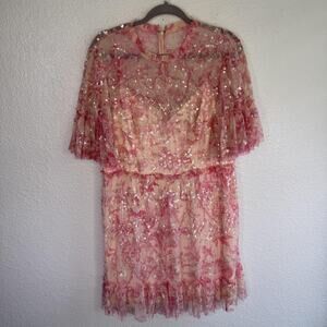 Mac Duggal Dress Womens 14 Sequin Floral Embellished Cocktail Party Elegant